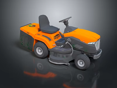 Orange Gray Riding Agricultural Mower Modern Design Efficient Grass Cutting Seat and Wheels 3d model
