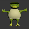 Cartoon Game Movie Character With Green Body White Belly Yellow Feet And Open Arms