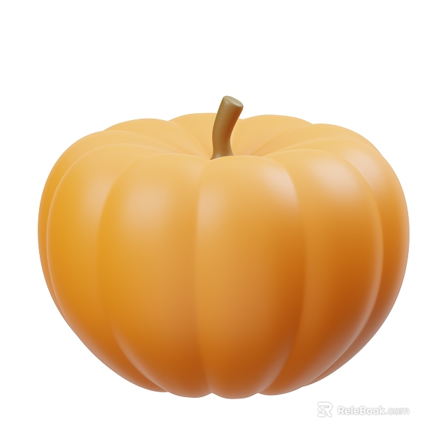 Fresh Ripe Orange Pumpkin with Smooth Skin and Natural Stem for Healthy Recipes 3d model 
