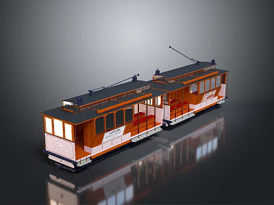 Vintage Tram Featuring Classic Design And Exterior 3d model