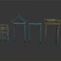 Traditional Wooden Building Frames With Gable Roof And Doorway Components