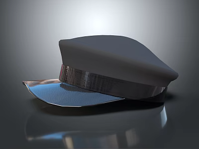 Dark Classic Hat With Shiny Brim And Smooth Fabric On Plain Background 3d model