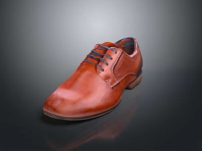 Brown Leather Lace up Dress Shoes With Smooth Upper And Dark Sole Design 3d model