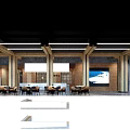 Modern Indoor Dining Space With Brick Wall Wooden Beams Large Screen And Comfortable Chairs