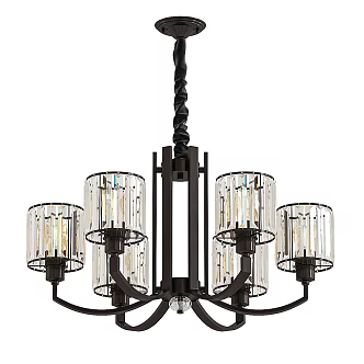 Black cylindrical chandelier luminaire 3d model