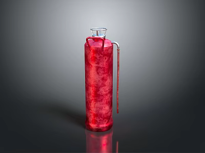Red Textured Glass Bottle With Metallic Handle And Shiny Surface Design 3d model