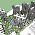 Modern High Rise Residential Complex Featuring Central Pool Green Area And Landscape Design