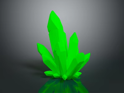 Glowing Green Crystal Structure With Sharp Pointed Edges And Glossy Reflection Base 3d model