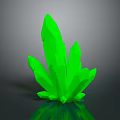 Glowing Green Crystal Structure With Sharp Pointed Edges And Glossy Reflection Base 3d model
