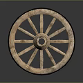 Vintage Wooden Cart Wheel With Classic Spokes And Rustic Design Elements 3d model