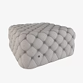 Beige Upholstered Ottoman With Tufted Diamond Pattern And Soft Padded Surface