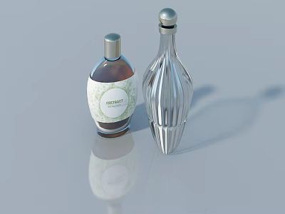 Hinged Door With Decorative Clear Glass Bottle And Simply Label Design 3d model