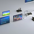 Public Facility Conference Equipment With Digital Displays Microphones And Control Devices