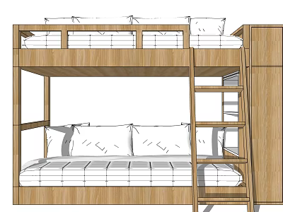 Modern Bed-Up Kids Bunk Bed 3d model