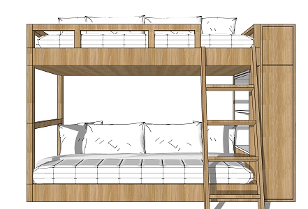 Modern Bed-Up Kids Bunk Bed 3d model