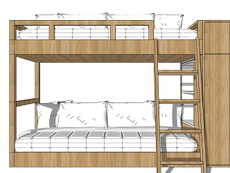Modern Bed-Up Kids Bunk Bed 3d model
