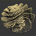Golden Layered Metal Sculpture With Petal Like Design And Artistic Texture