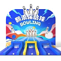 Interactive Bowling Game Area With Colorful Pins And Ball Design 3d model