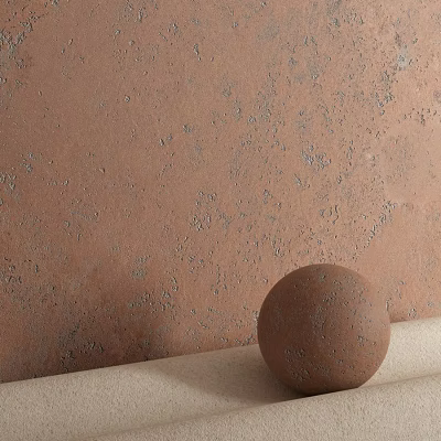 Brown Textured Wall Component With Round Sphere On Light Platform 3d model