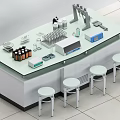 School Laboratory Setup With Modern Lab Bench Reagent Bottles Test Tube Racks And Stools