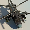 Modern Military Helicopter With Twin Rotor Design And Missile Launchers
