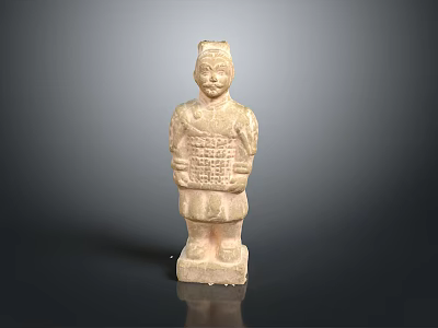 Ancient Chinese Terracotta Warrior Sculpture with Intricate Armor and Clay Design 3d model