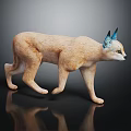 Decorative Reptile Figurine with Brown Body and Blue Ears on Black Background with Reflection