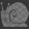 Cartoon Snail Character 3D Model With Green Yellow Spiral Shell And Vibrant Reflection