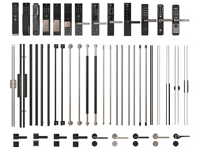 Modern Contemporary Metal Door Handles With Various Designs And Styles 3d model