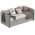Modern Upholstered Storage Bed With Soft Pillows Warm Blankets And Drawers