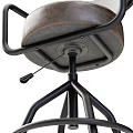 Leather Bar Stools With Black Metal Frame Ergonomic Armrests And Adjustable Height 3d model