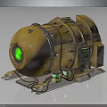 Yellow Industrial Equipment Featuring Green Circular Window Metal Structure And Control Panel