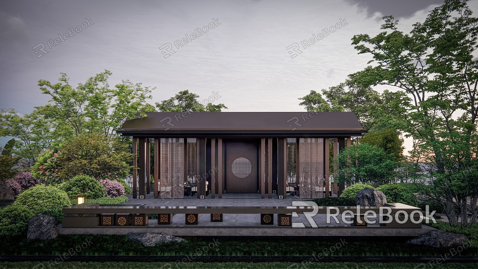 New Chinese Pavilion Residential Area model