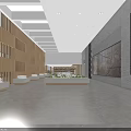 Bright Spacious Modern Sales Office Interior With Warm Wooden Partition And Real Estate Sand Models