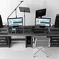 Professional Studio Audio Workstation With Studio Speakers Mixer And Computer Monitors Setup 3d model