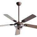 Brown Ceiling Fan With Five Blades And Integrated Light For Home Interior 3d model