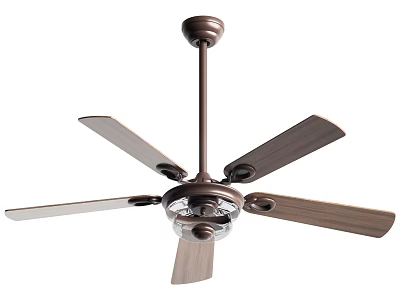Brown Ceiling Fan With Five Blades And Integrated Light For Home Interior 3d model