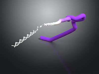 Purple Organ Structure With Hair Follicles And DNA Strand 3D Rendering 3d model