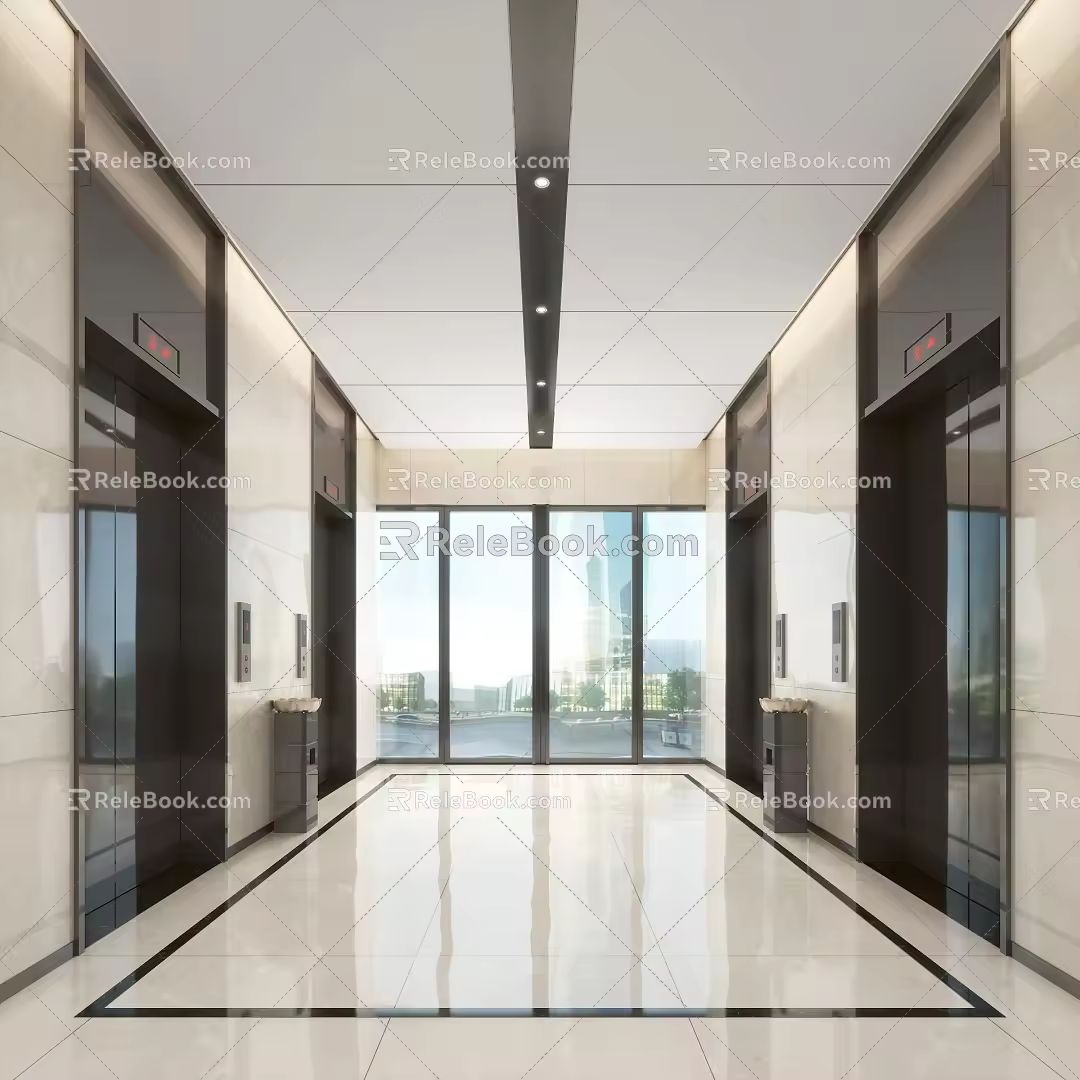 Elevator room on the first floor of modern elevator hall 3d model