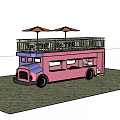 Pink Two Story Functional Vehicle With Upper Terrace And Leisure Umbrellas