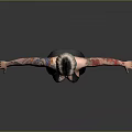 3D Female Character With Double Colored Hair Arm Tattoos Black Sleeveless Dress Open Arms Pose