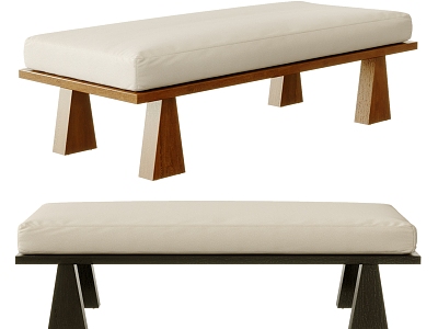 Bench Sofa Stool Bed End Stool Fabric Bench Solid Wood Bench 3d model