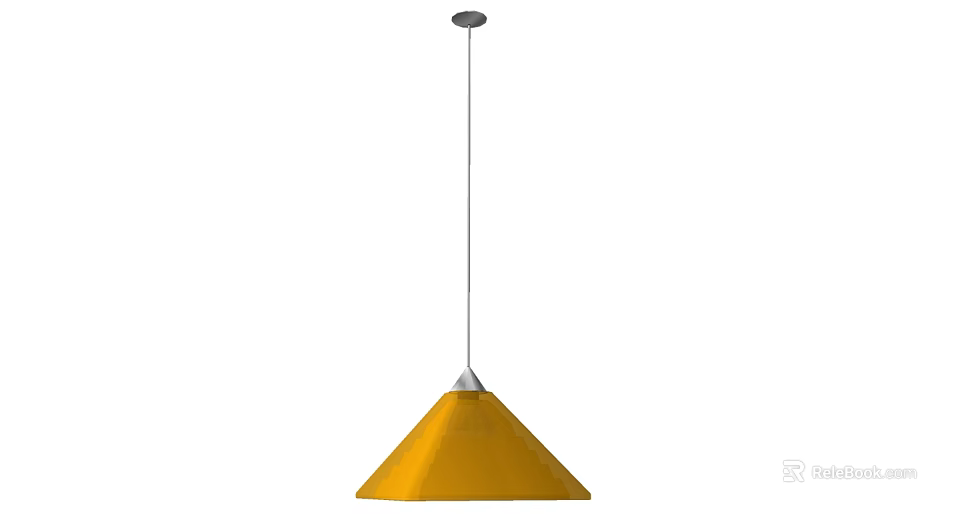 Modern Yellow Conical Pendant Light With Metal Rod For Home Decor Hanging Design 3d model 