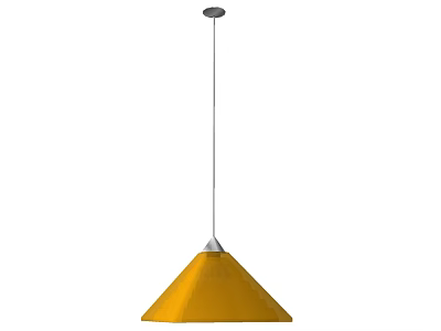 Modern Yellow Conical Pendant Light With Metal Rod For Home Decor Hanging Design 3d model