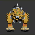 Yellow Mechanical Tiger Character With Spiked Tail Sharp Claws And Armored Features 3d model