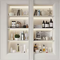 Modern Decorative Ornament Combination With Books Vases Starfish And Lighting On White Shelves
