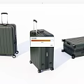 Dark Green Luggage Set With Various Sizes Telescopic Handles And Wheels