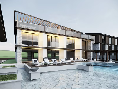 New Chinese Style Single Family Villa Rural Self-built House Rural Private House Villa Rural Self-built House Resort Hotel Mountain Villa Simple Villa 3d model