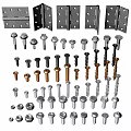 Essential Hardware Tools Collection Featuring Hinges Bolts Screws Nuts And Fasteners 3d model