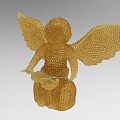 Golden Angel Shaped Ornamental Decoration Set With Woven Hollowed Out Design For Home Decor